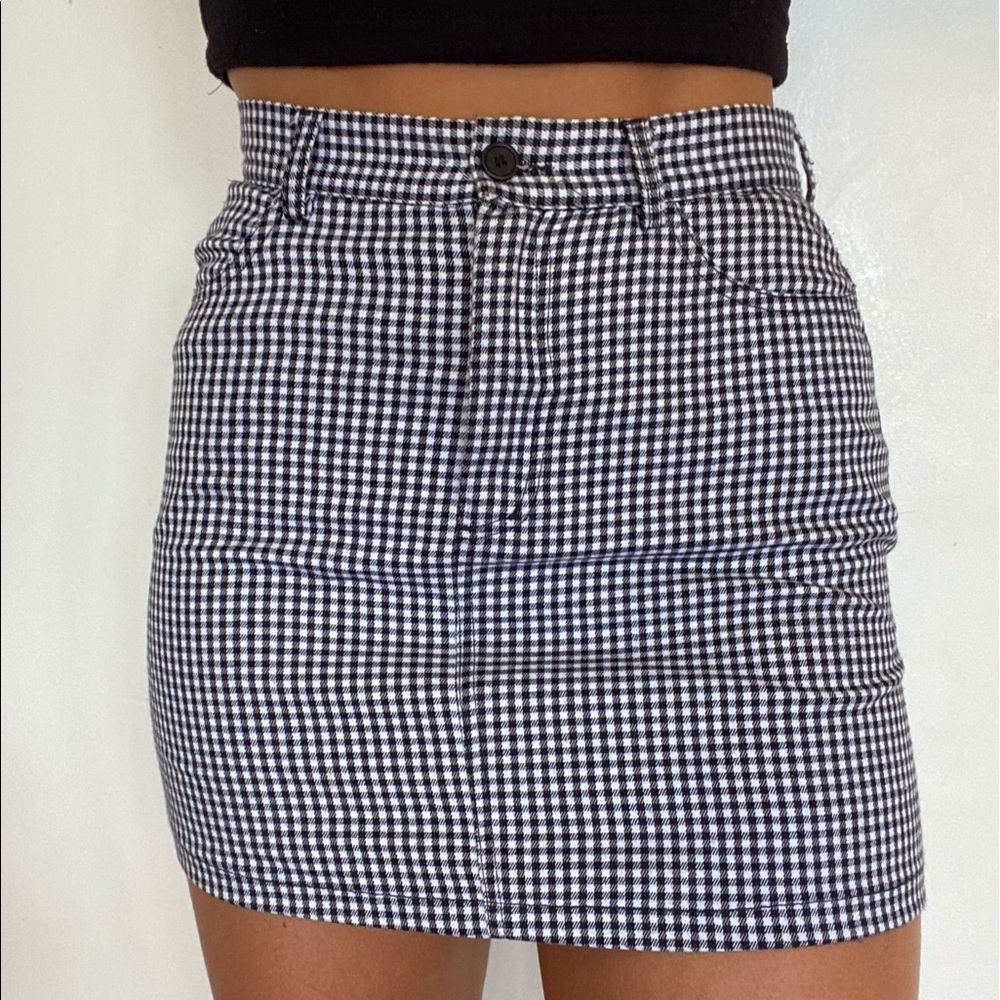 John Galt Cute Plaid Mini Skirt with Pockets